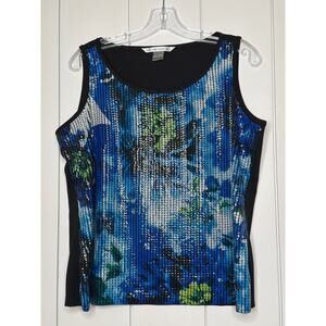 Peter Nygard Blue Green Abstract Sequin Front Tank Top Women’s Large